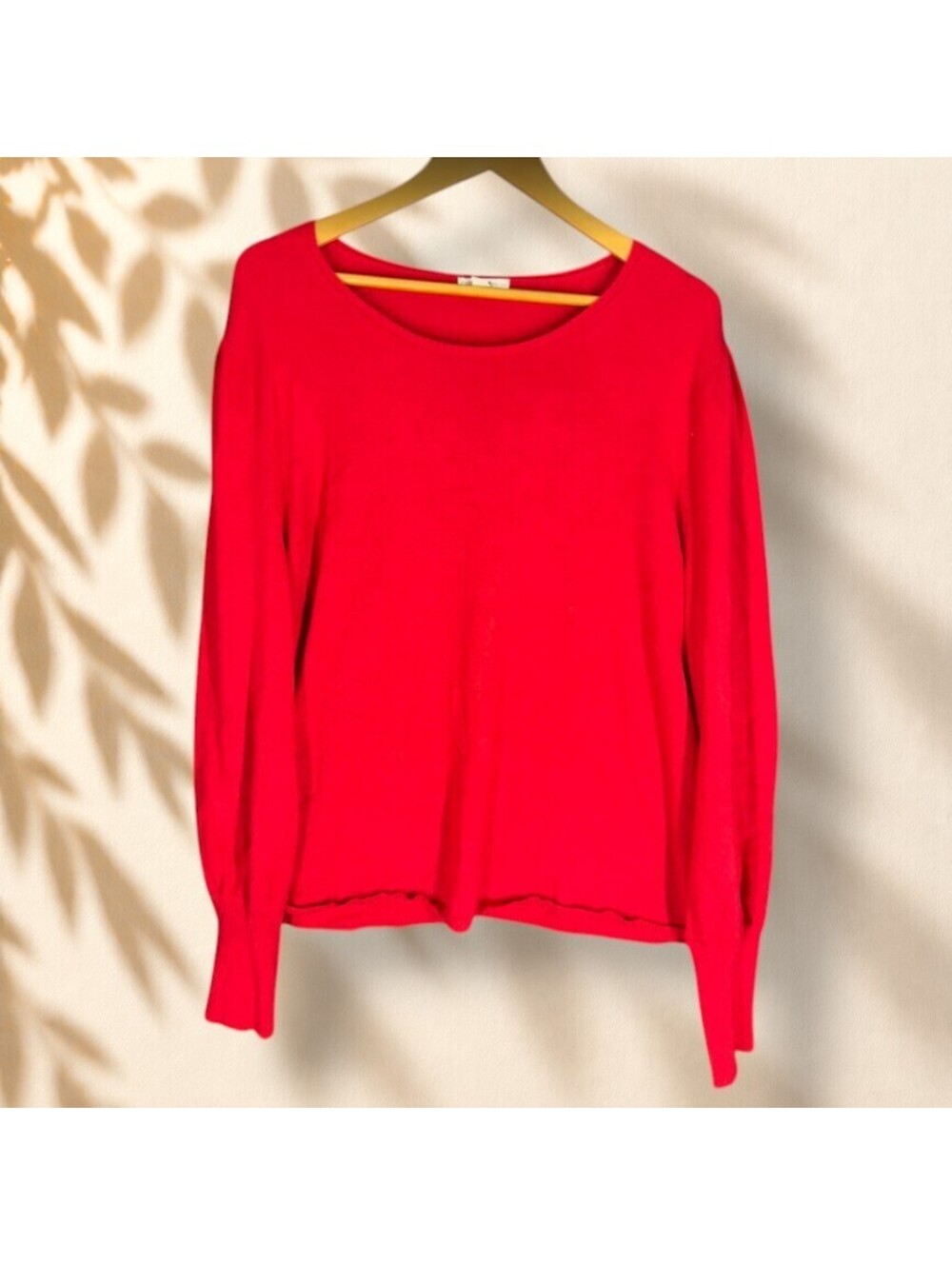 Cato Sweater Pullover Women XL Red Knit Long Sleeve Rayon Soft Cozy Round Neck